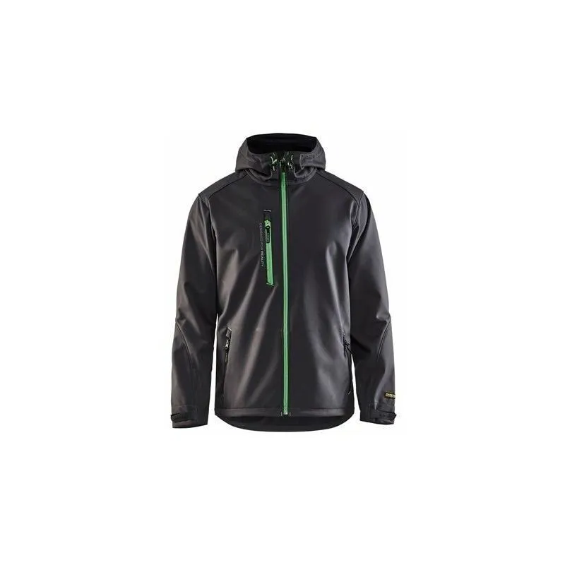 Veste Softshell à capuche gris / vert Blaklader en destockage