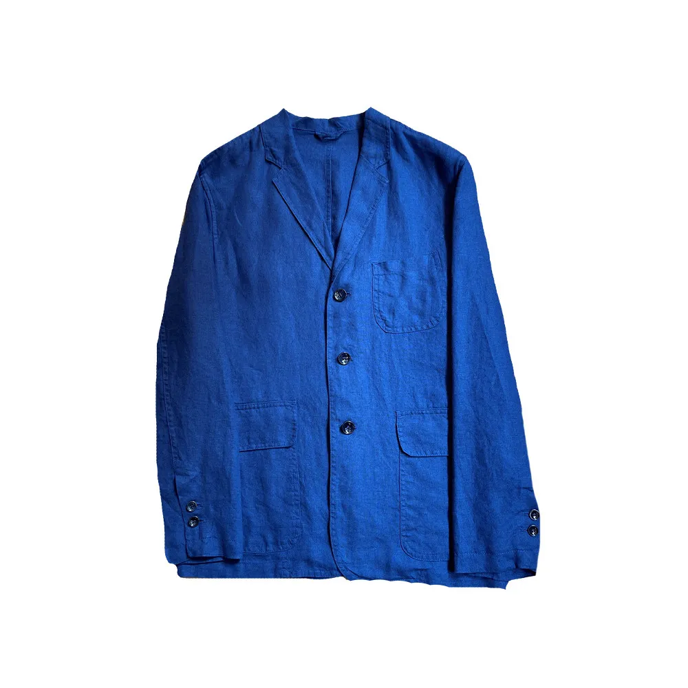 Veste worker Sébastien Le Guillou en lin bleu