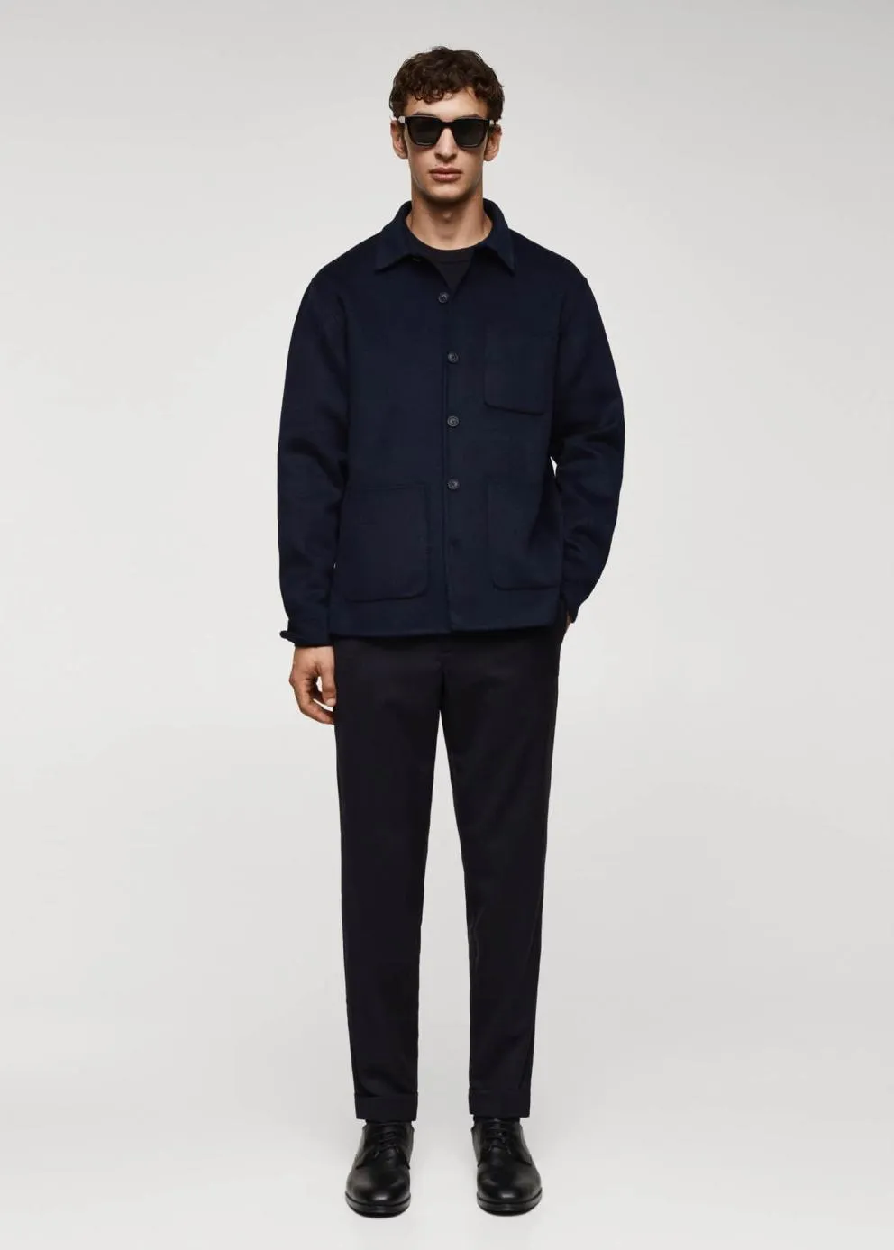Vestes Et Surchemises | Homme MANGO Surchemise Double Face Laine Recyclée Bleu Marine