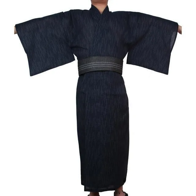 Yukata Homme Japonais Bleu Marine en Coton